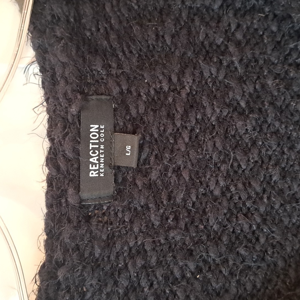REACTION by Kenneth Cole Black Fuzzy Type  V-Neck Sweater - Picture 2 of 7